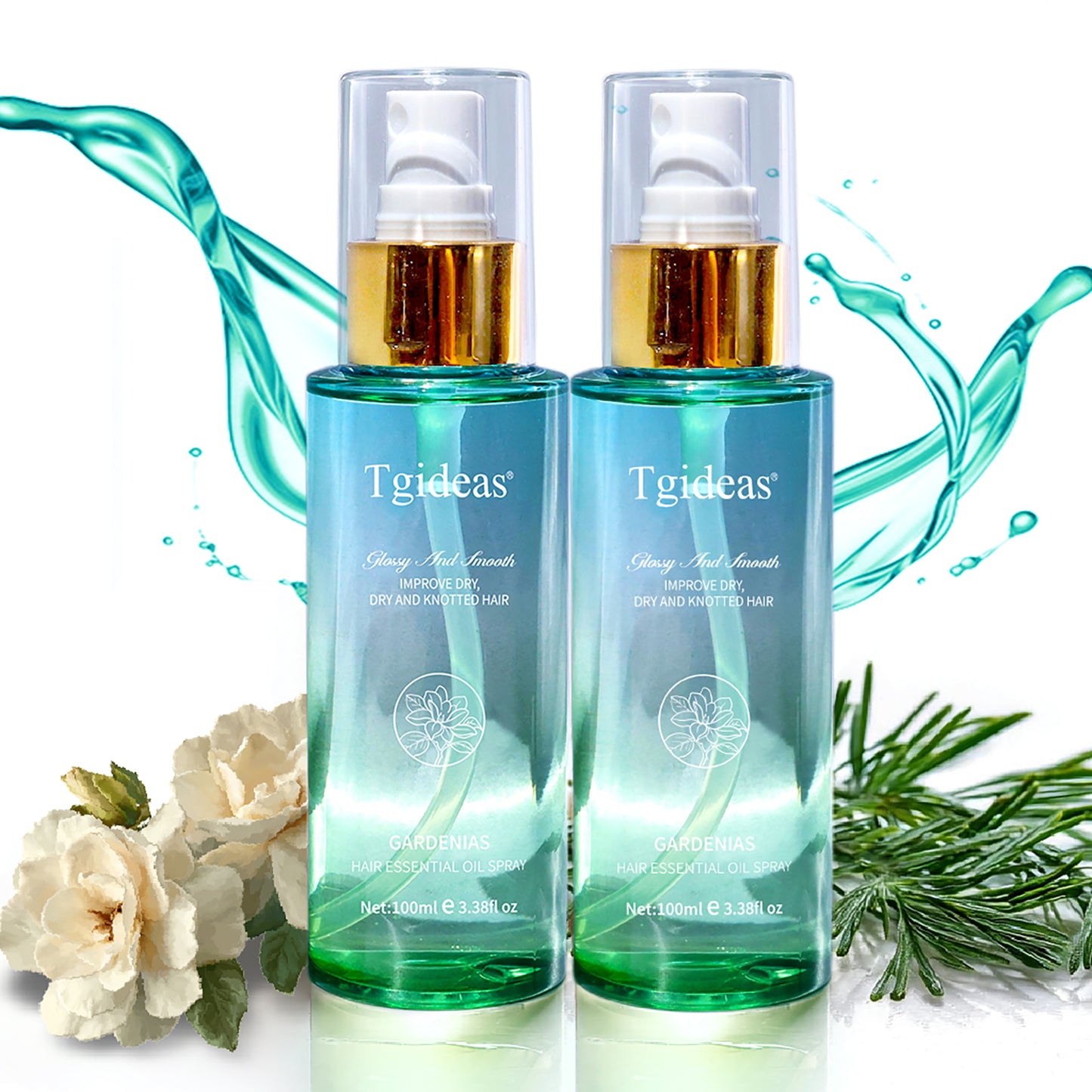 Tgideas Hair Oil Spray - 72-Hour Smooth Moisturizing and Fragrance, Hair Heat Protectant, Suitable for Dry, Curly, Tangled Hair, Lightly Repairs Smooth Hair, Natural Essential Oils, 3.38 fl oz