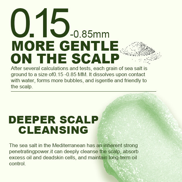 Tgideas Sea Salt Scalp Scrub, Oriental arborvitae leaf Scalp Exfoliating Scrub, contains menthol, coconut oil, keratin lightly refreshes hair roots, lasting fluffy, contains silicone massager