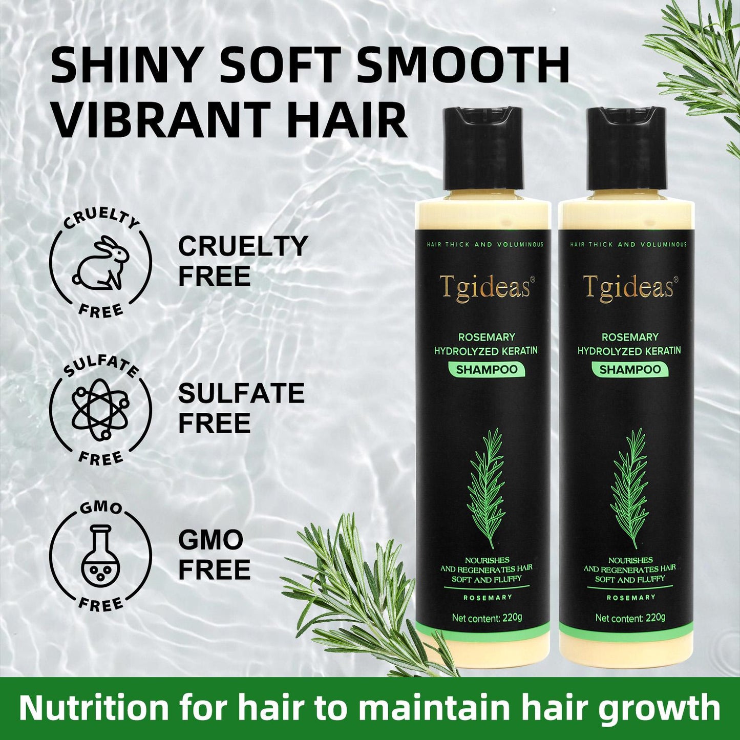 Buy 2 Get 1 Free! Tgideas RosemaryShampoo + Caviar Hair Mask - BoostHair Growth, Control Oil & Dandruff,Soothe Scalp lritation & RestoreShine! Outdoorfun Hydrolyzed Keratin