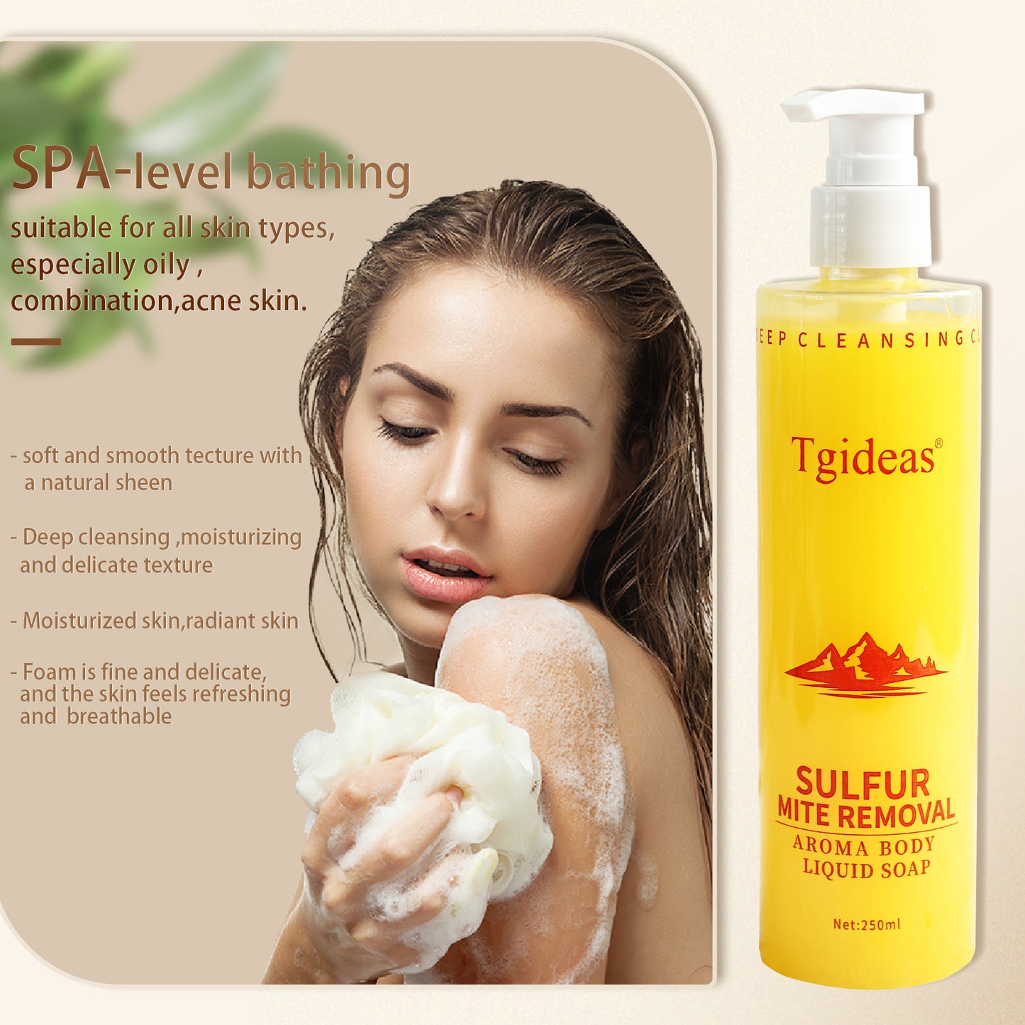 Tgideas Sulfur Soap Body Wash Shampoo - Deep Cleansing for Balancing Skin - Gentle Daily Care for Body and Scalp - 500ml for Men and Women