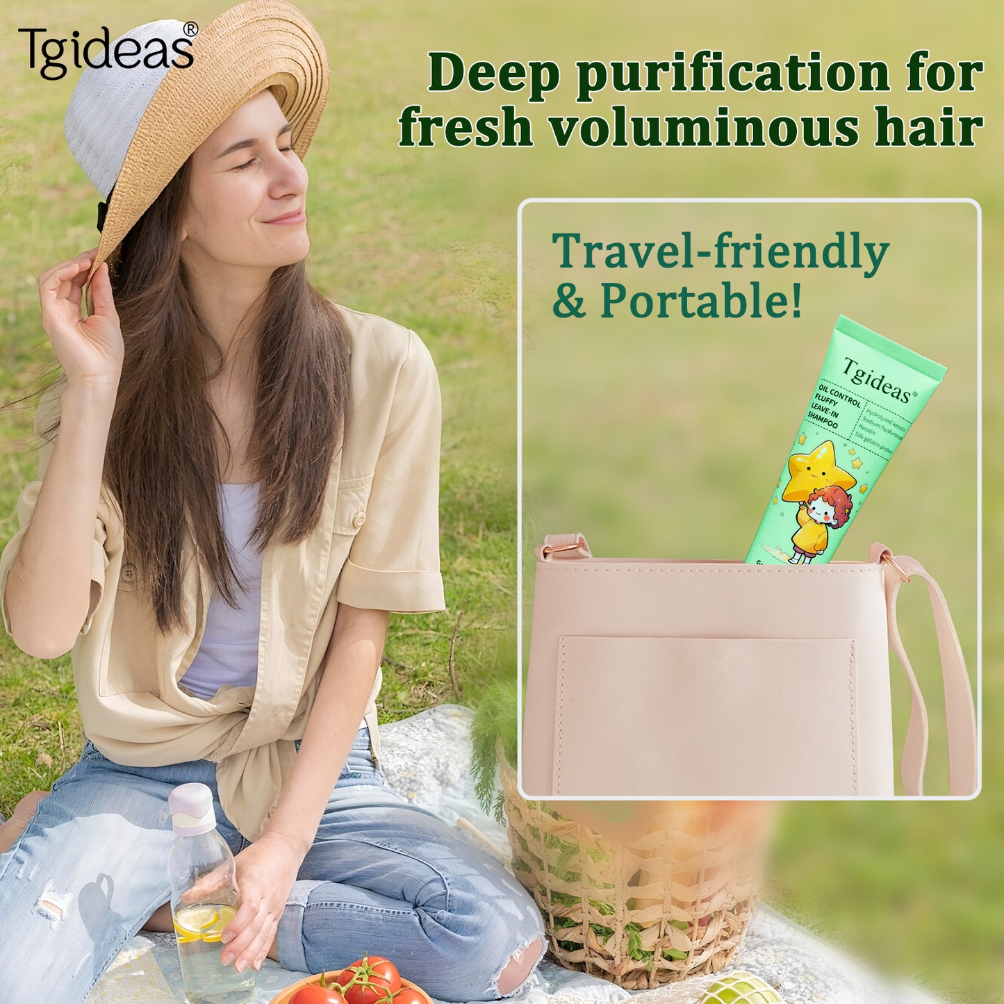 Tgideas Dry Shampoo - Portable Oil-Control Leave-In Shampoo - Suitable for Oily and Dry Hair - Vegan, Odor-Removing, Root-Cleansing, Scalp-Soothing, Volume-Boosting Hair - Unisex, Two-Pieces