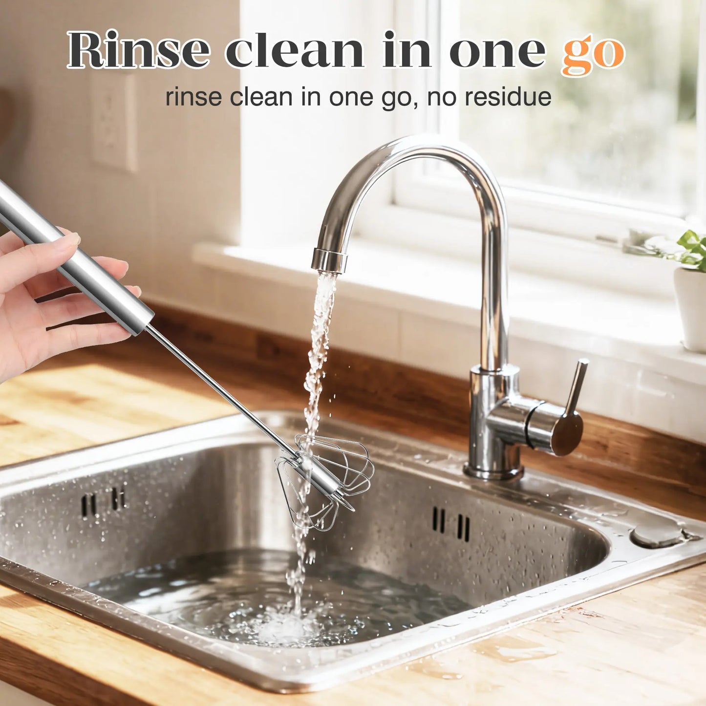 QQ Stainless Steel Hand-Push Rotary Whisk