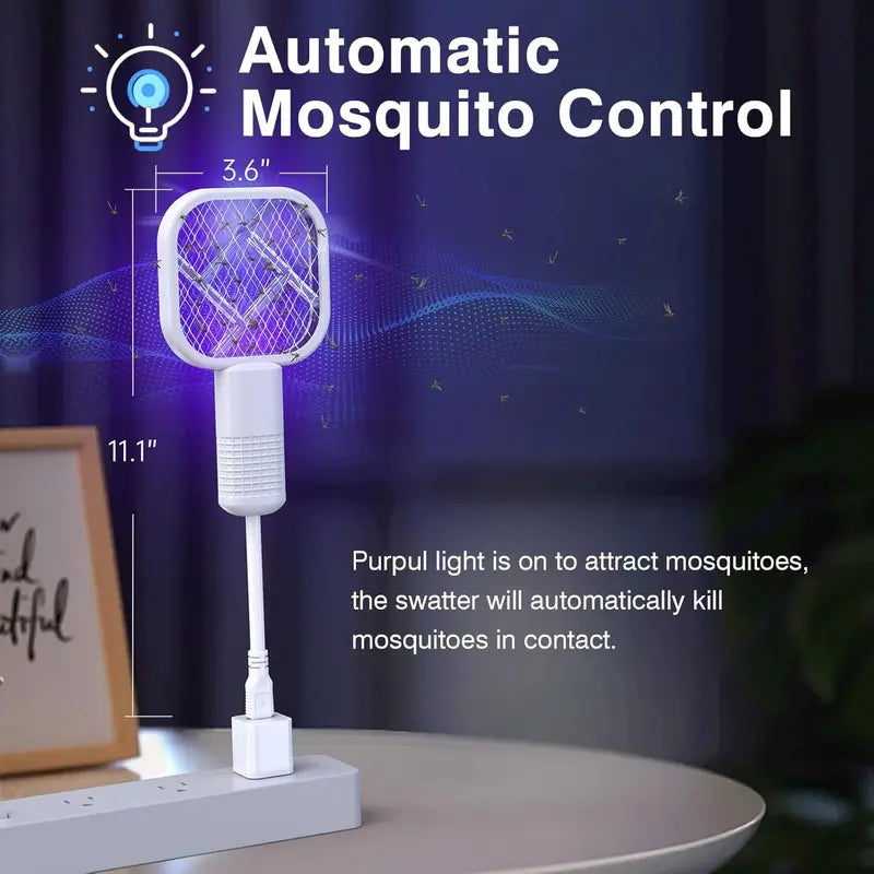 1/2 PCS USB Mini Mosquito Swatter, 2-in-1 Portable Bug Killer Bat with UV-A Light Protector