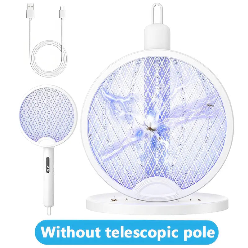 Rotating Head Electric Fly Swatter Racket Rechargeable Bug Zapper Racket Bug Zapper