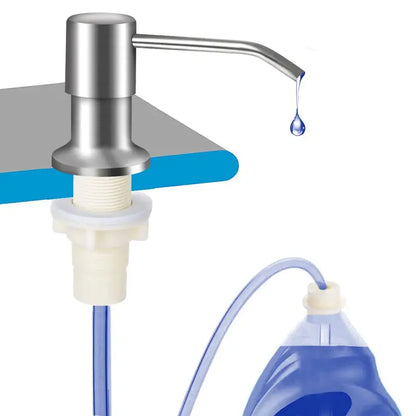 Dish Soap Dispenser for Kitchen Sink (Brushed Nickel), Countertop Sink