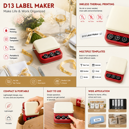 Ribbon Printer, Mini Bluetooth Label Maker Waterproof Labels