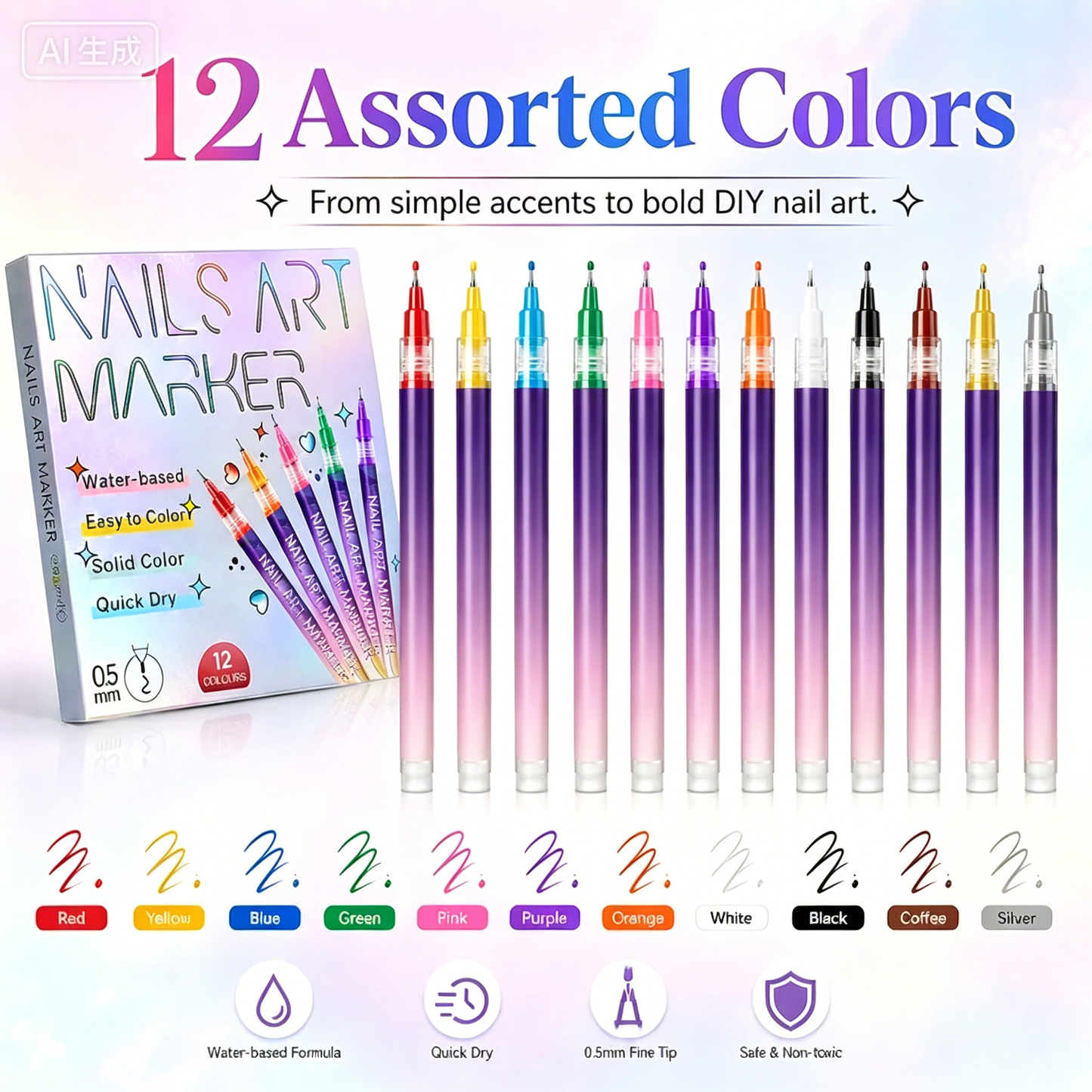 Nail Art Marker Set – Quick-Drying Acrylic Pens