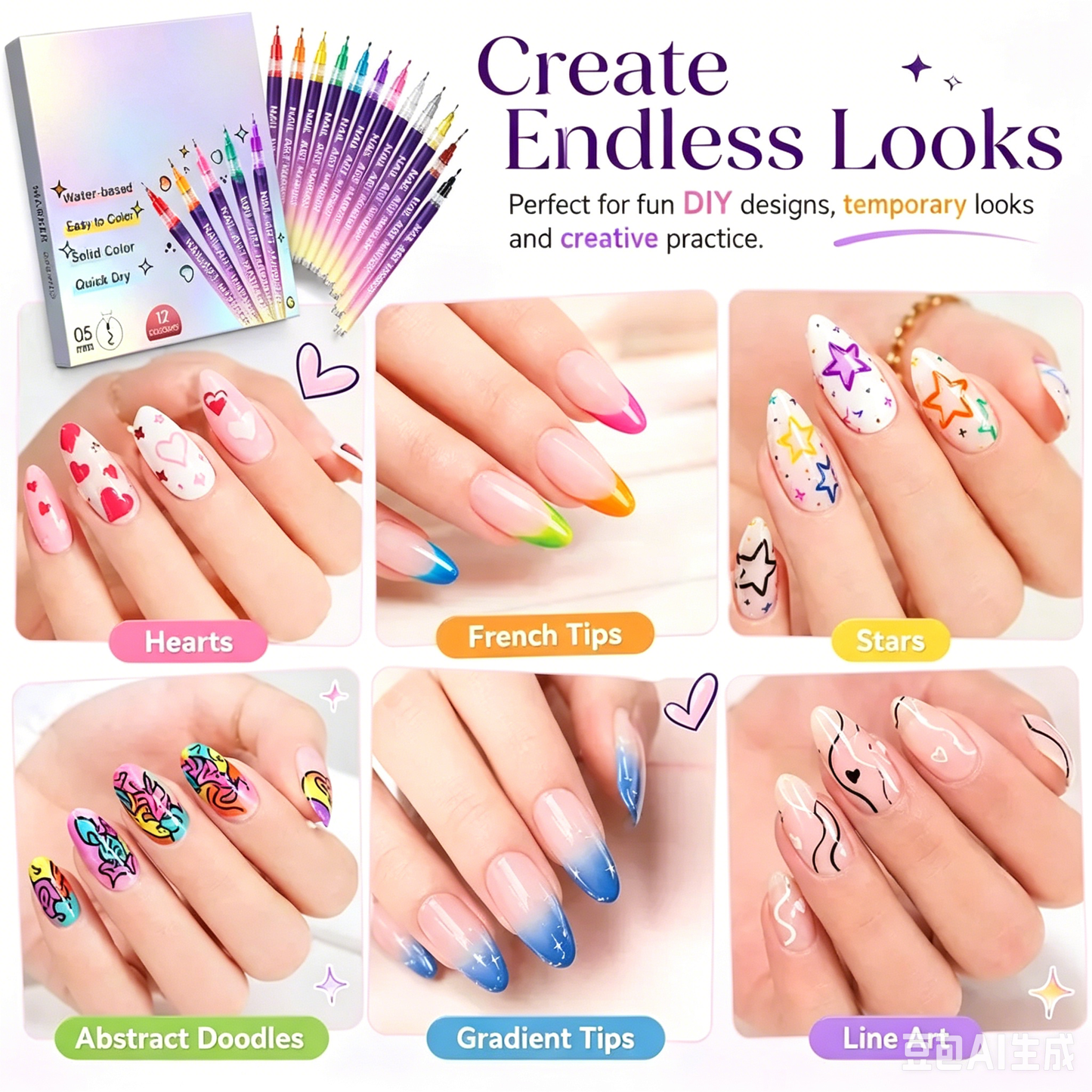 Nail Art Marker Set – Quick-Drying Acrylic Pens