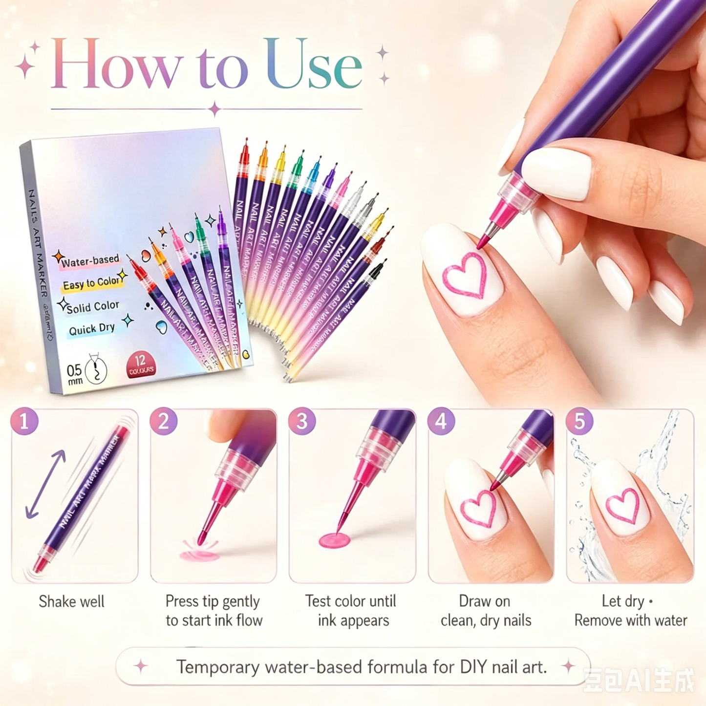 Nail Art Marker Set – Quick-Drying Acrylic Pens