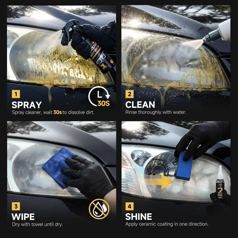 Headlight Restorer – Spray. Wipe. Shine.