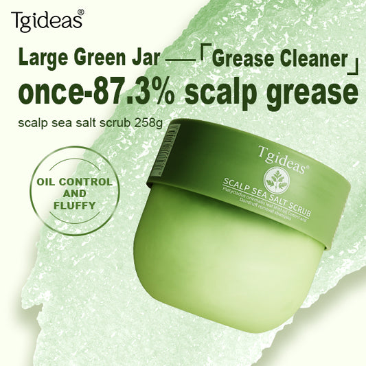 Tgideas Sea Salt Scalp Scrub, Oriental arborvitae leaf Scalp Exfoliating Scrub, contains menthol, coconut oil, keratin lightly refreshes hair roots, lasting fluffy, contains silicone massager