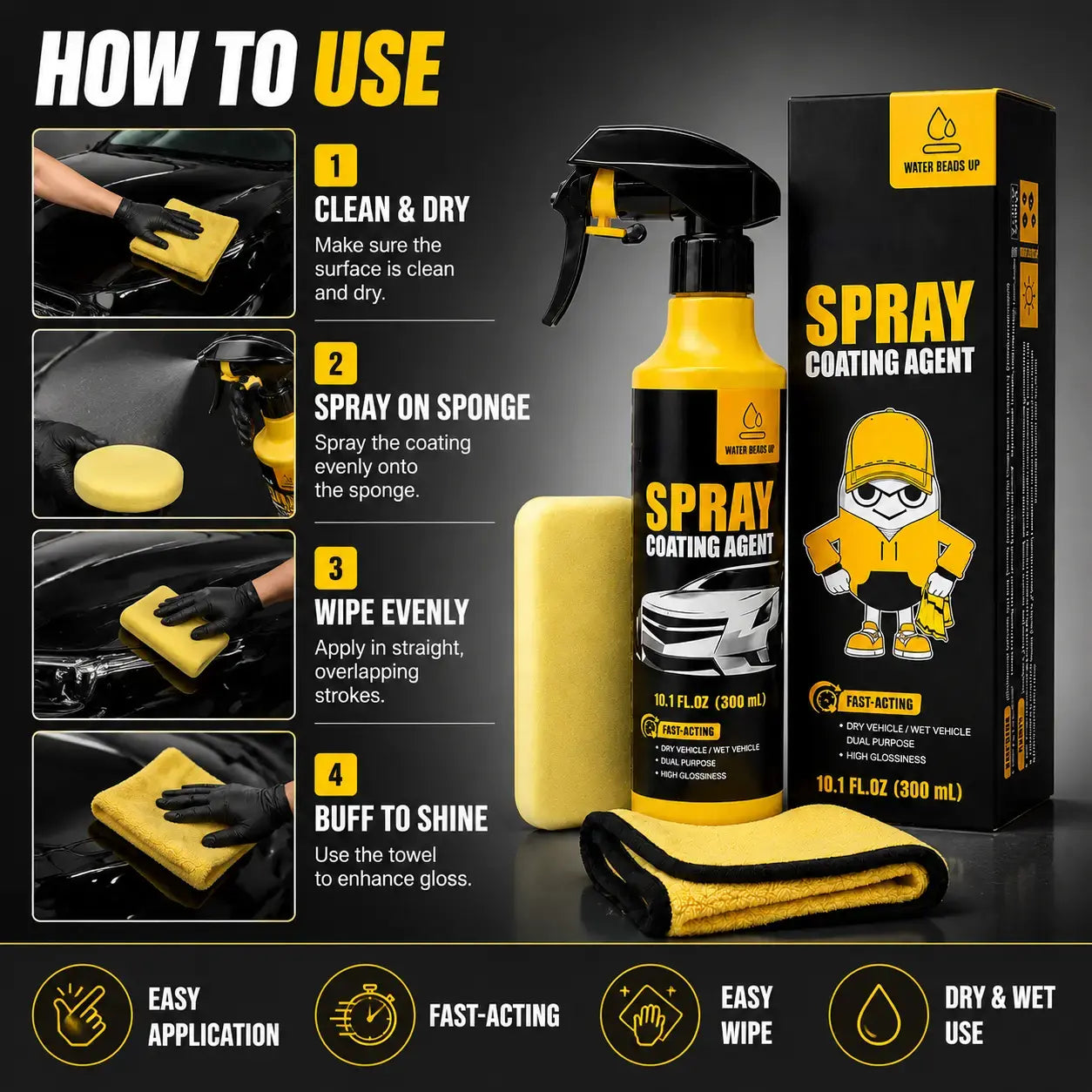 Water Beads Up Spray – Repel Water, Mirror Shine
