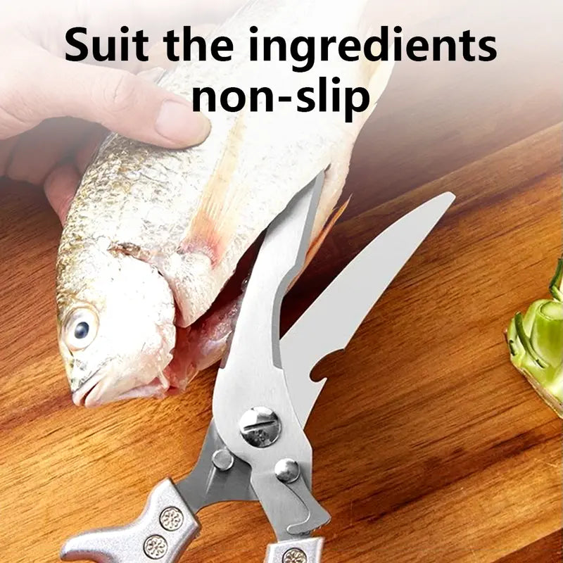 Professional Heavy-Duty Kitchen Shears with Slip Handle & Safety Lock