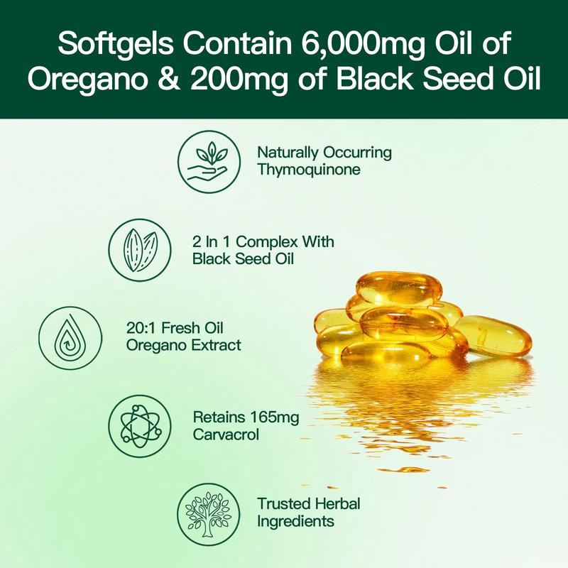 🔥【Black Friday Sale】Oil of Oregano with Black Seed Oil 300 Capsules-Shipping From USA