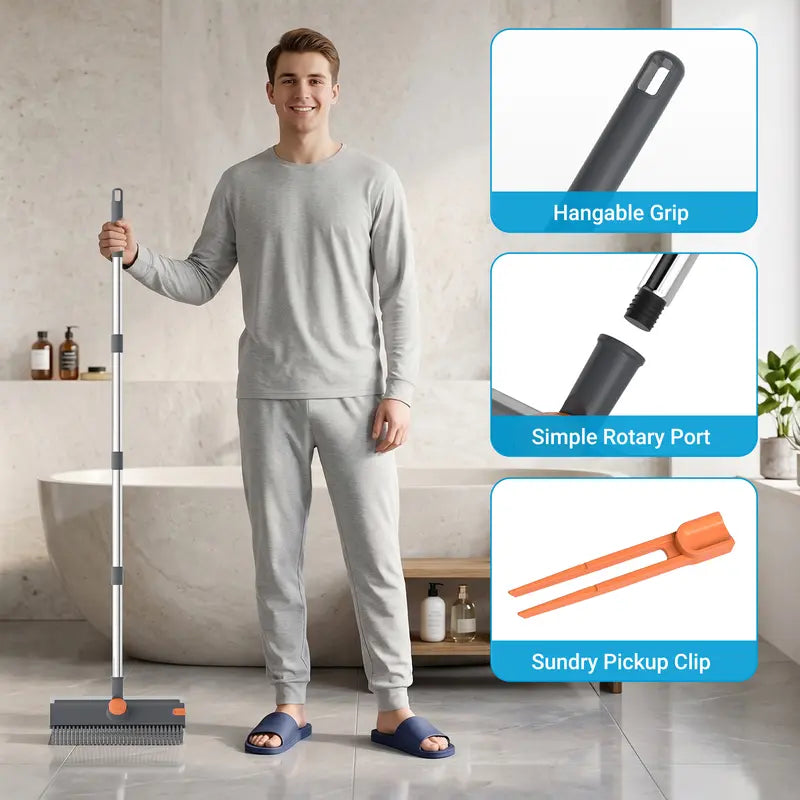 Heavy Duty 3-in-1 Rotatable Long Handle Floor Scrub Brush