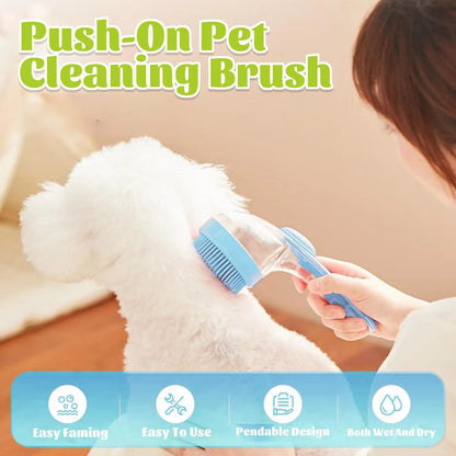 Pet Bath Brush with Shampoo Dispenser for Dogs & Cats