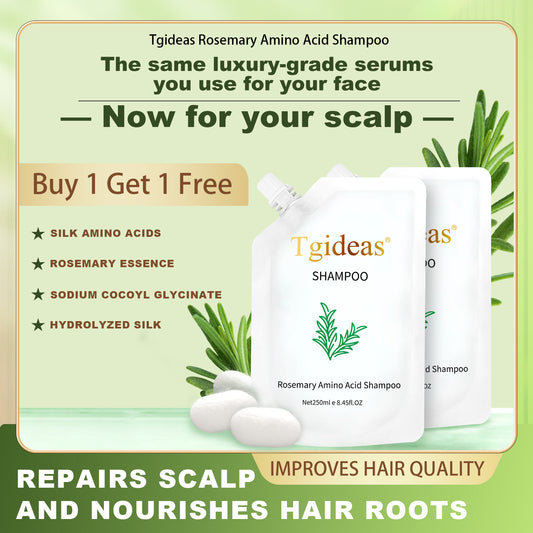 【Buy 1 Get 1 Free】Tgideas Anti-Hair Fall Hair Loss Treatment Shampoo Oil Control Anti Dandruff Haircare Rosemary Zinc PCA Help Hair Growth Amino Acid Hydrolyzed Protein Repair Reduce Hair Loss Scalp Cleanser Conditioner 250ML Gentle Smoother