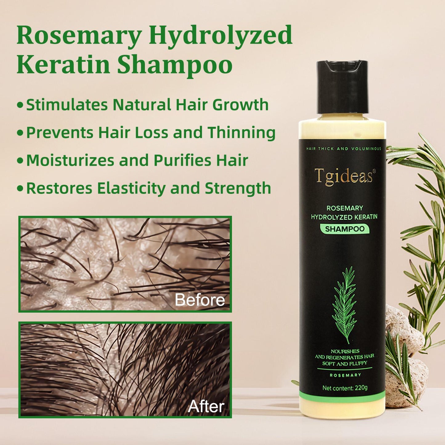 Buy 2 Get 1 Free!  Tgideas RosemaryShampoo + Caviar Hair Mask - BoostHair Growth, Control Oil & Dandruff,Soothe Scalp lritation & RestoreShine! Outdoorfun Hydrolyzed Keratin