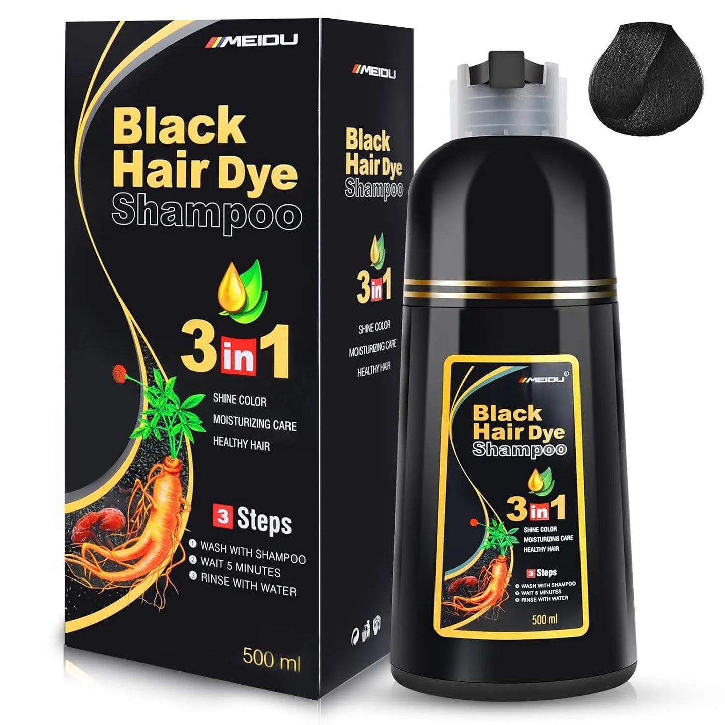 3 in 1 Hair Dye Shampoo-Herbal Ingredients Can cover gray hairs