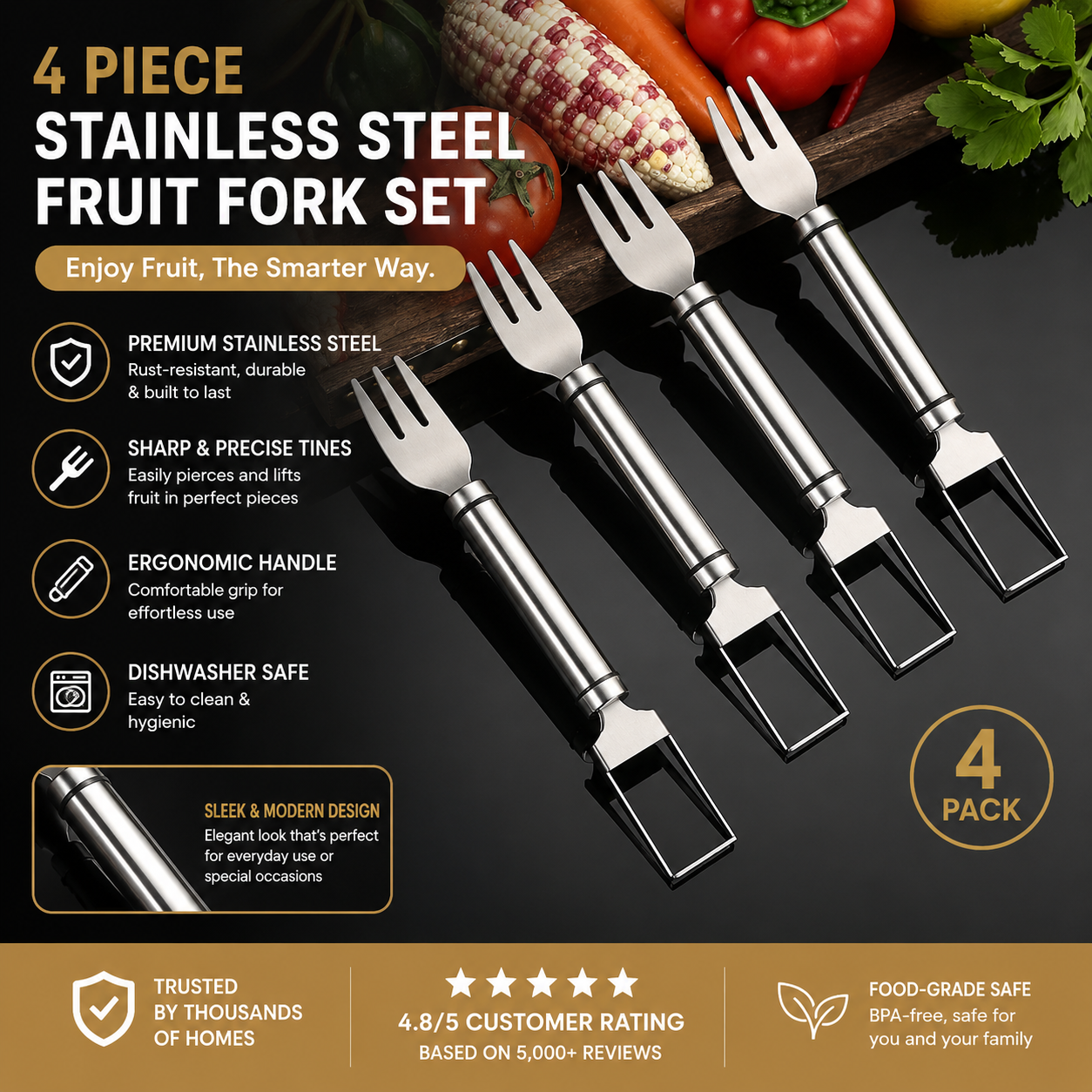 2-in-1 Watermelon Fork Slicer Cutter Stainless Steel Summer