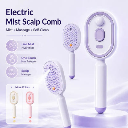 Electric Spray Air Cushion Massage Comb, Self-Cleaning Anti-Tangle Hair Brush