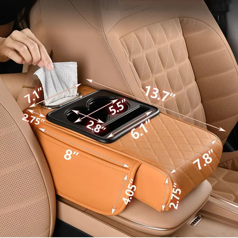 Elite-Car Center Console Armrest Pad, Multifunctional 4 in 1 Pad for Car Armrest Box