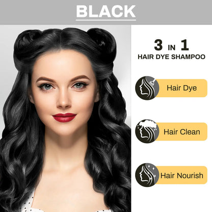 3 in 1 Hair Dye Shampoo-Herbal Ingredients Can cover gray hairs