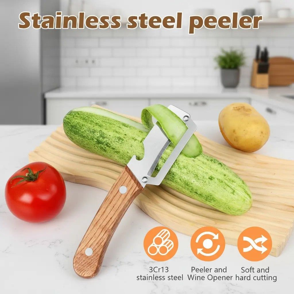Wooden-Handled Vegetable & Fruit Peeler