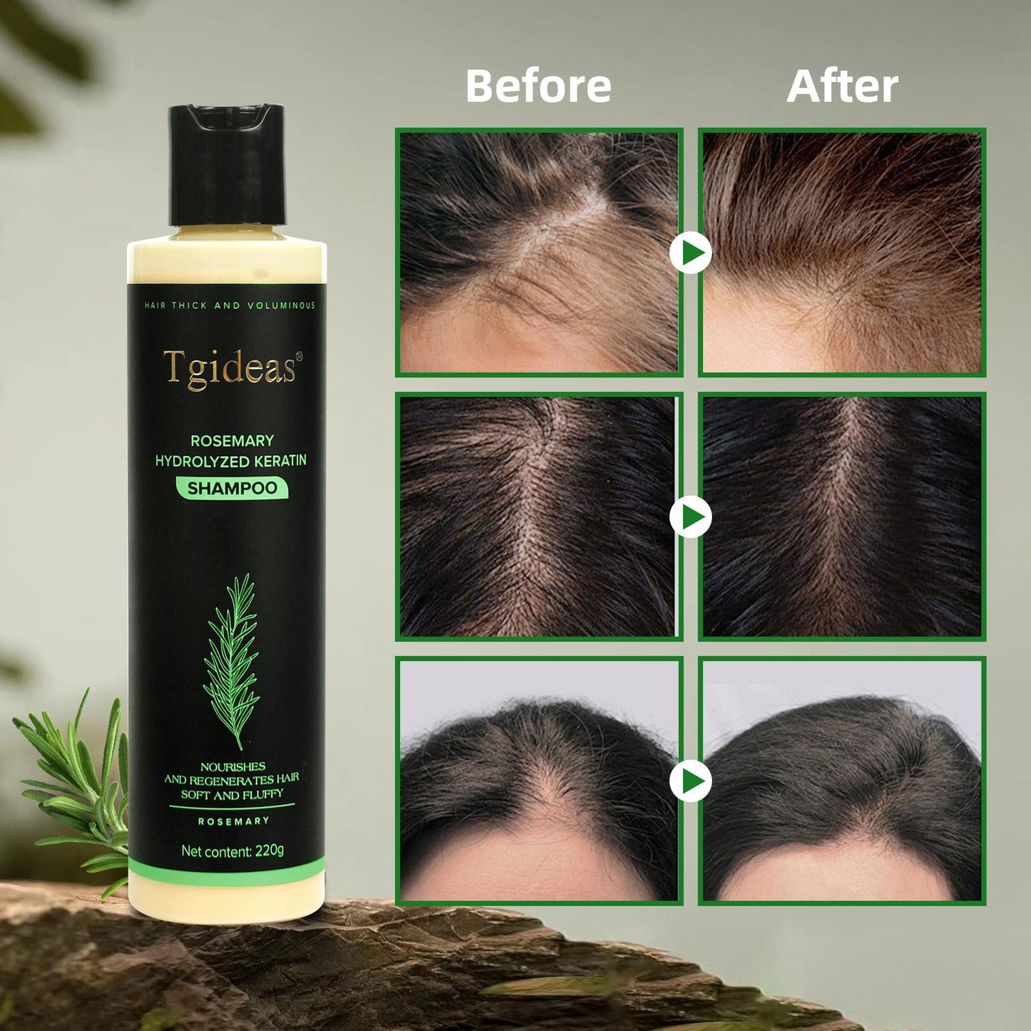Buy 2 Get 1 Free!  Tgideas RosemaryShampoo + Caviar Hair Mask - BoostHair Growth, Control Oil & Dandruff,Soothe Scalp lritation & RestoreShine! Outdoorfun Hydrolyzed Keratin