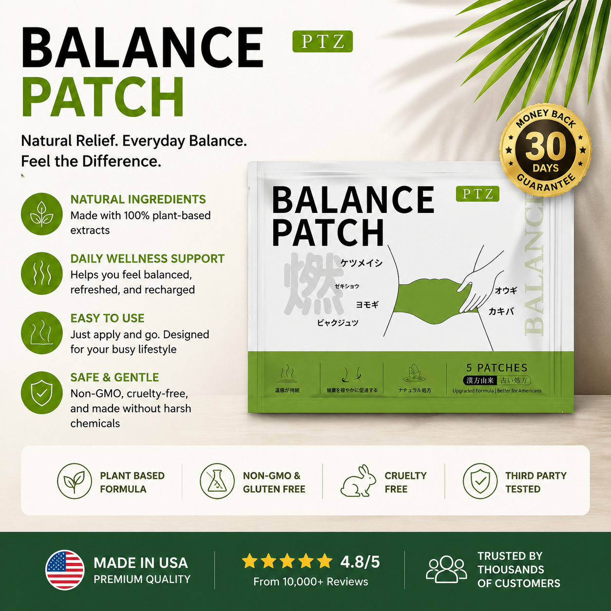 Herbal Patch Pad Balance Patch, Pro-Series Botanical Warming Stickers