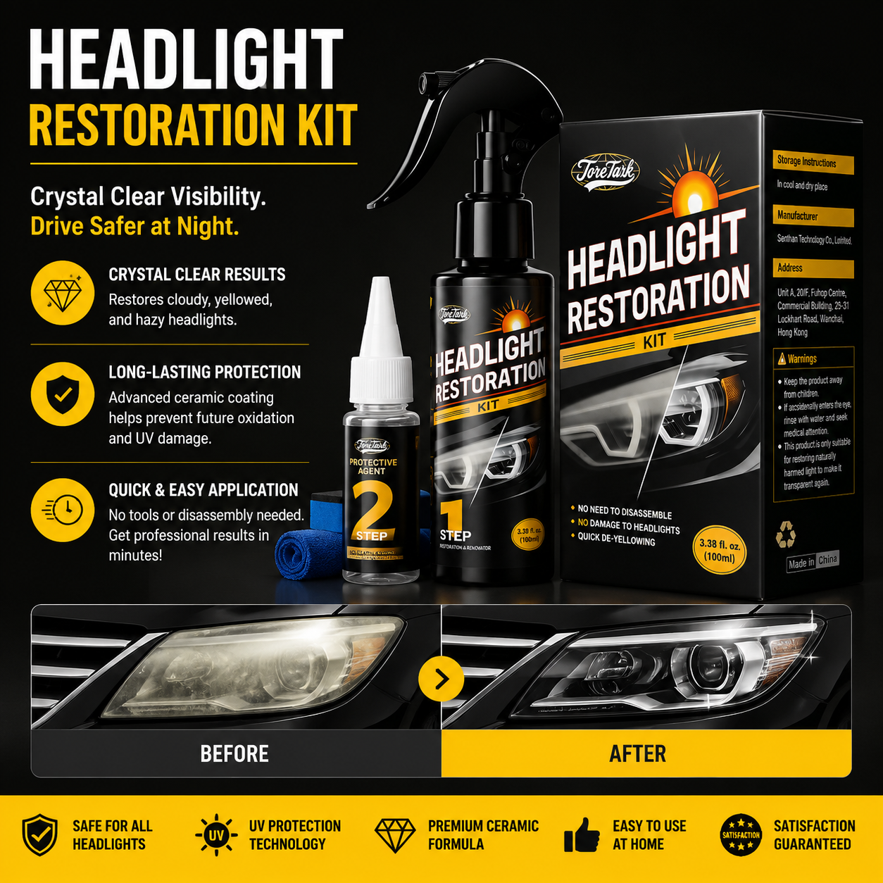Headlight Restorer – Spray. Wipe. Shine.