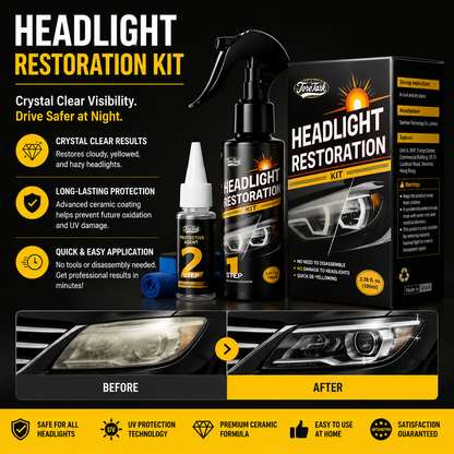 Headlight Restorer – Spray. Wipe. Shine.