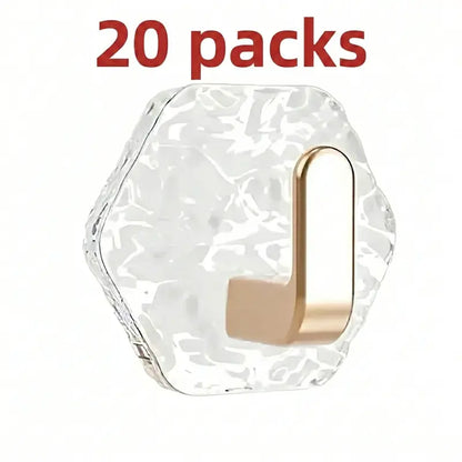 Self-Adhesive Hooks 10/20 Pack Hexagonal Ripple Design Heavy Duty Sticky Hooks
