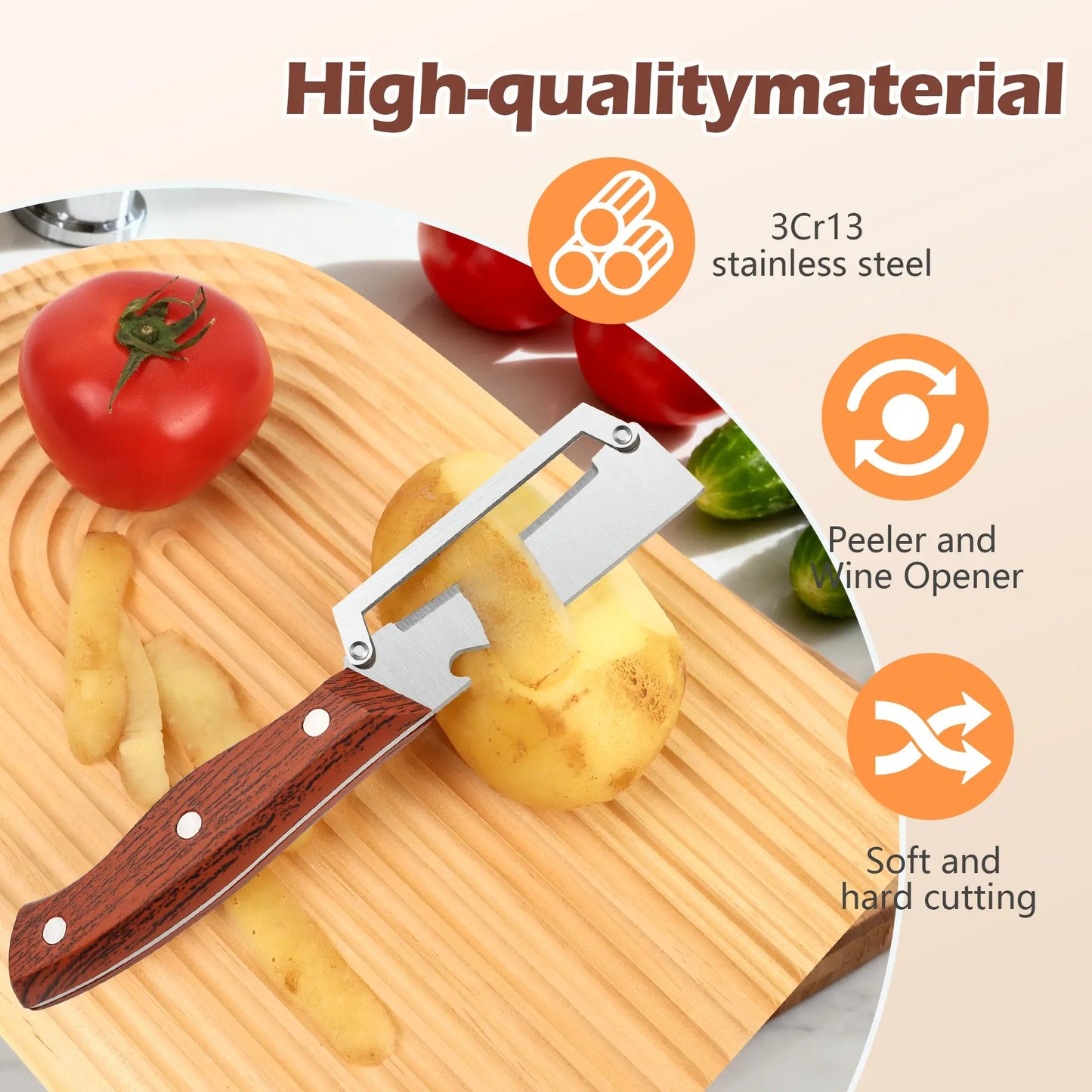 Wooden-Handled Vegetable & Fruit Peeler