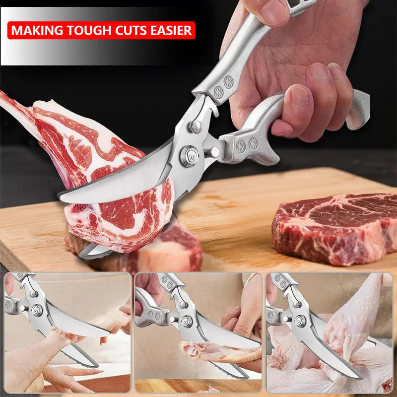Professional Heavy-Duty Kitchen Shears with Slip Handle & Safety Lock