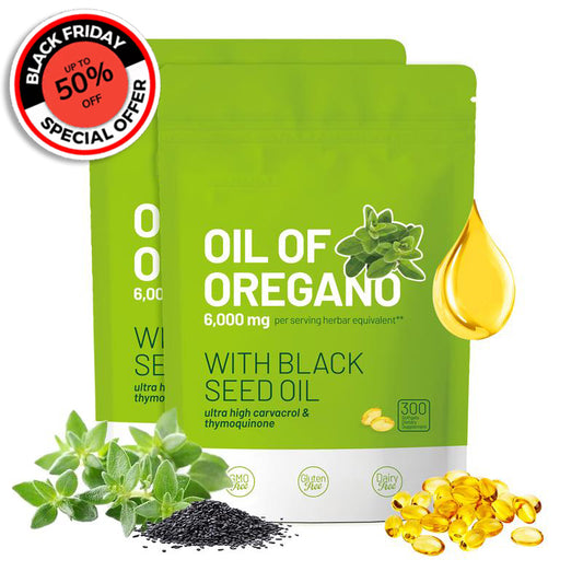 🔥【Black Friday Sale】Oil of Oregano with Black Seed Oil 300 Capsules-Shipping From USA