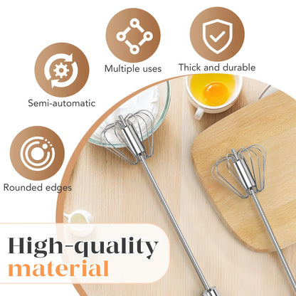 QQ Stainless Steel Hand-Push Rotary Whisk