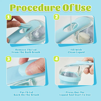 Pet Bath Brush with Shampoo Dispenser for Dogs & Cats