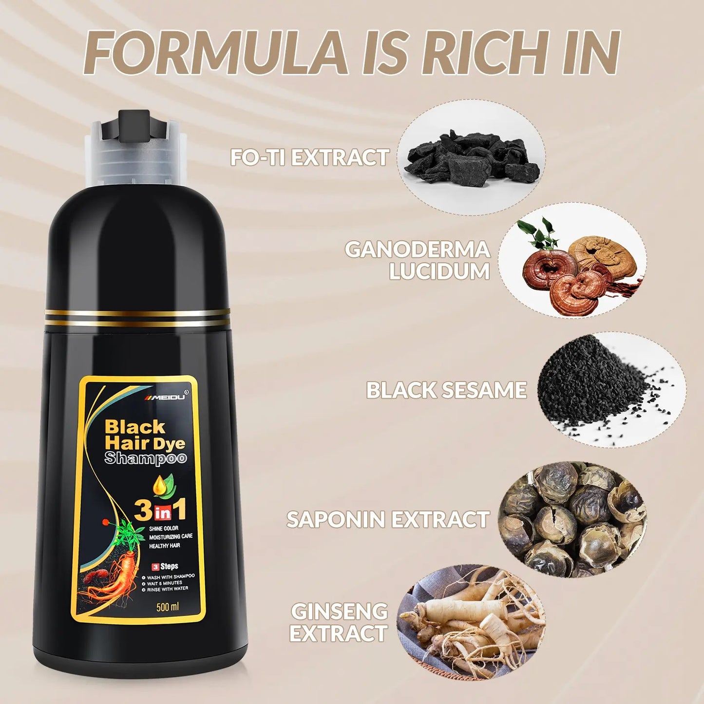 3 in 1 Hair Dye Shampoo-Herbal Ingredients Can cover gray hairs
