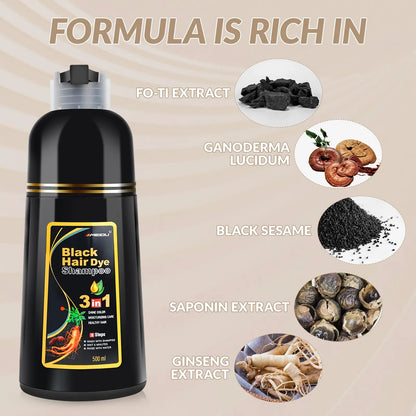 3 in 1 Hair Dye Shampoo-Herbal Ingredients Can cover gray hairs