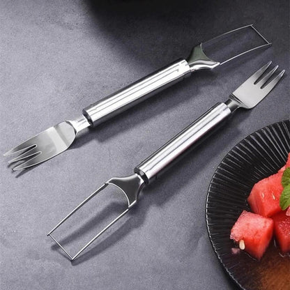 2-in-1 Watermelon Fork Slicer Cutter Stainless Steel Summer