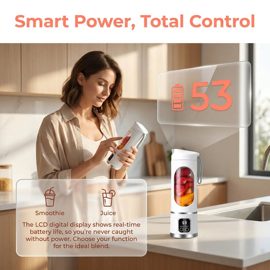 Portable 15.22 Oz USB Rechargeable Personal Blender with LED Display