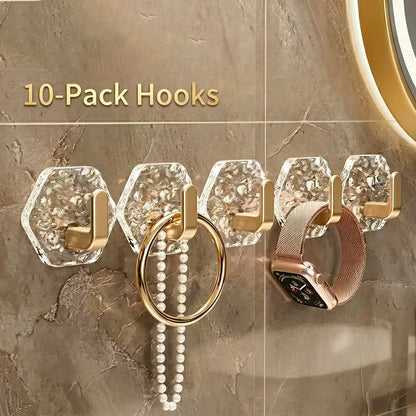 Self-Adhesive Hooks 10/20 Pack Hexagonal Ripple Design Heavy Duty Sticky Hooks