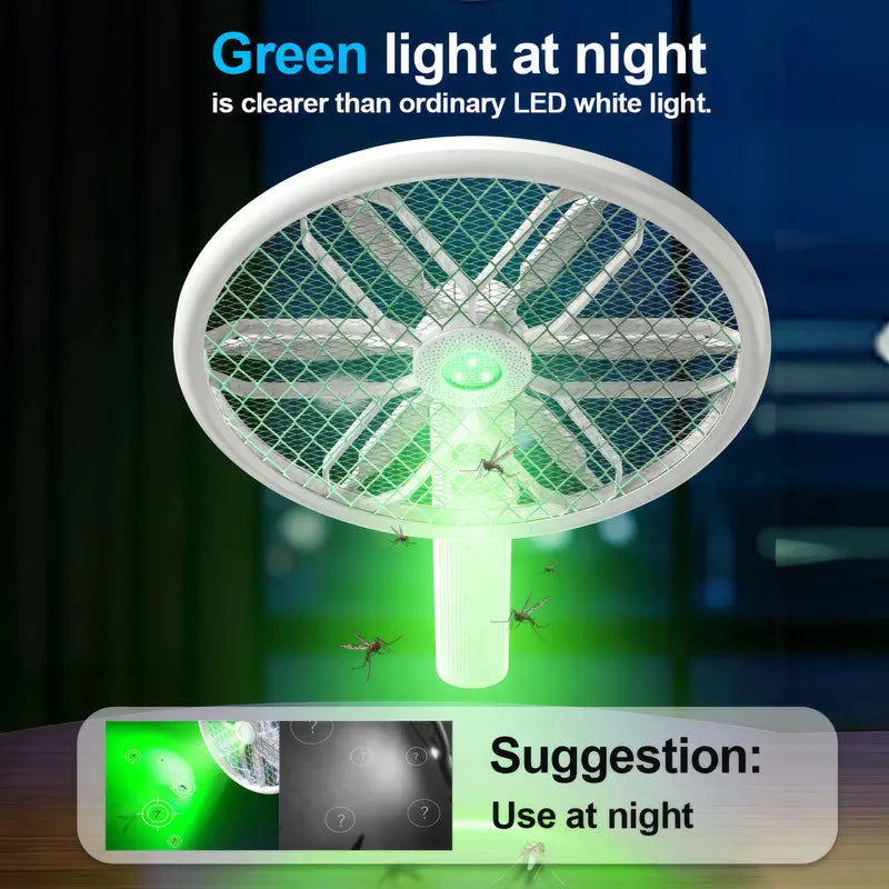 Rotating Head Electric Fly Swatter Racket Rechargeable Bug Zapper Racket Bug Zapper