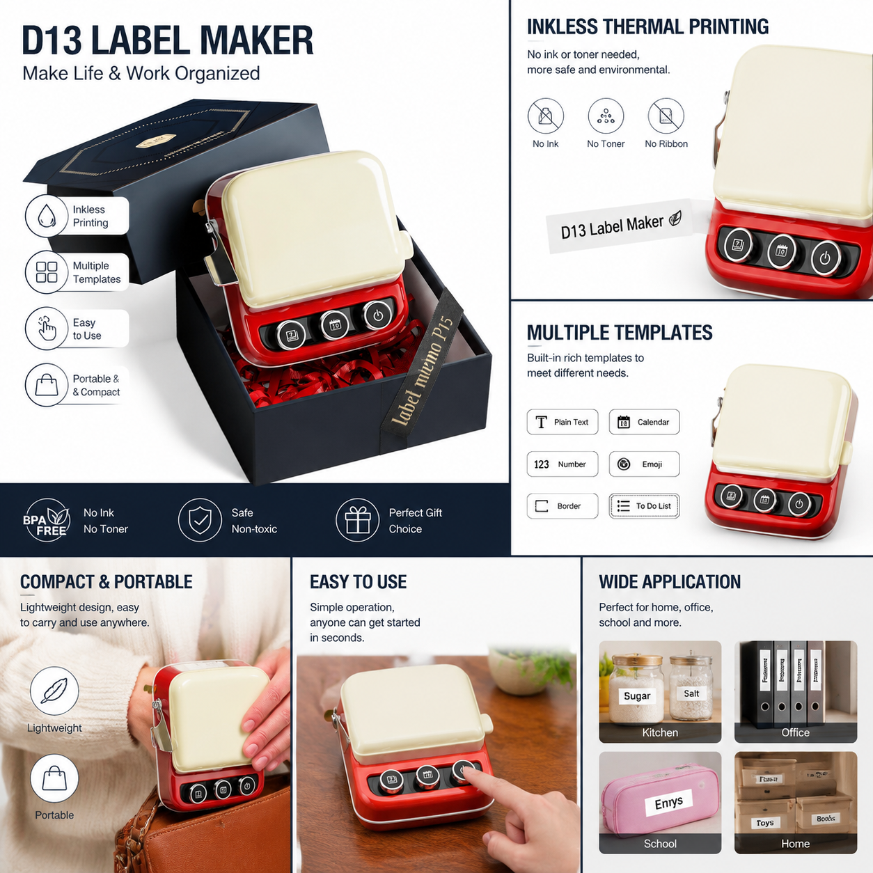 Ribbon Printer, Mini Bluetooth Label Maker Waterproof Labels