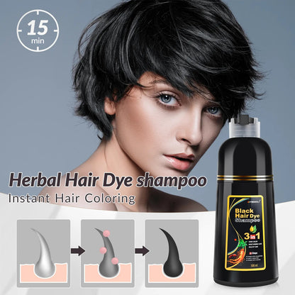 3 in 1 Hair Dye Shampoo-Herbal Ingredients Can cover gray hairs