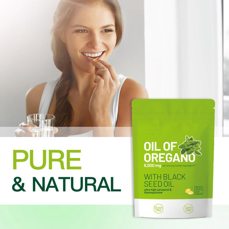 🔥【Black Friday Sale】Oil of Oregano with Black Seed Oil 300 Capsules-Shipping From USA