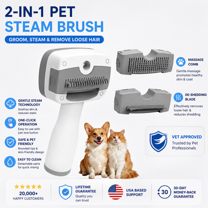 Pet Steam Brush for Dogs & Cats