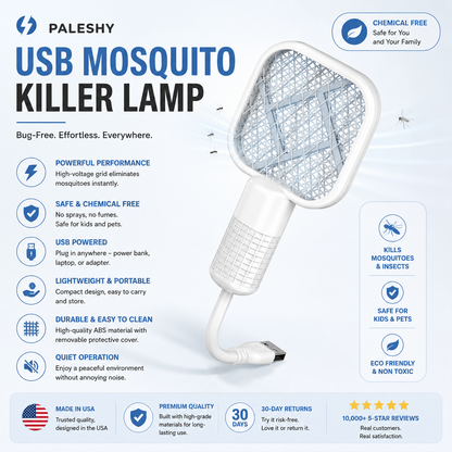 1/2 PCS USB Mini Mosquito Swatter, 2-in-1 Portable Bug Killer Bat with UV-A Light Protector