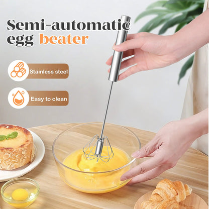 QQ Stainless Steel Hand-Push Rotary Whisk